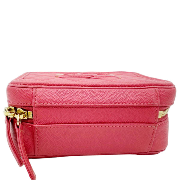 CHANEL Vanity Case Filigree CC Small Caviar Quilted Shoulder Bag Pink