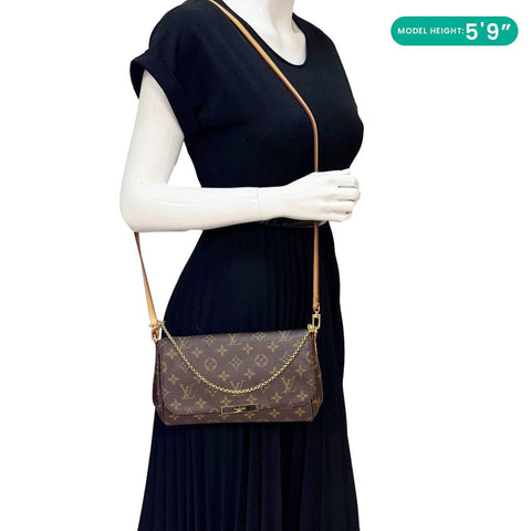 LOUIS VUITTON Favorite PM Monogram Canvas Shoulder Bag Brown