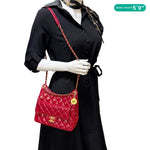CHANEL Wavy CC Shiny Crumpled Calfskin Leather Hobo Bag Red