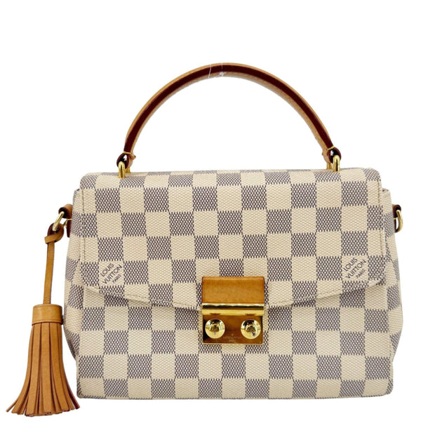 LOUIS VUITTON Croisette Damier Azur Satchel Crossbody Bag Rose Ballerine