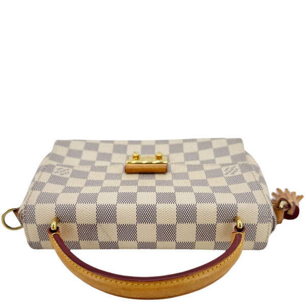 LOUIS VUITTON Croisette Damier Azur Satchel Crossbody Bag Rose Ballerine