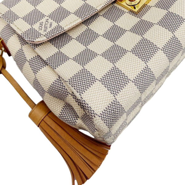 LOUIS VUITTON Croisette Damier Azur Satchel Crossbody Bag Rose Ballerine
