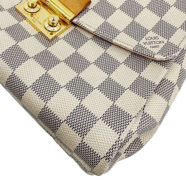 LOUIS VUITTON Croisette Damier Azur Satchel Crossbody Bag Rose Ballerine