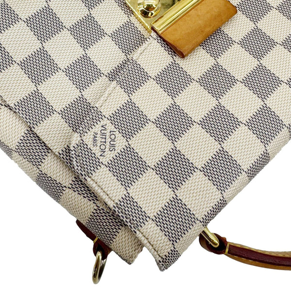 LOUIS VUITTON Croisette Damier Azur Satchel Crossbody Bag Rose Ballerine