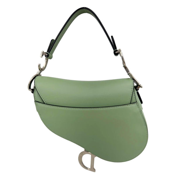 CHRISTIAN DIOR Saddle Leather Satchel Bag Green