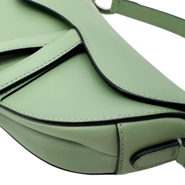 CHRISTIAN DIOR Saddle Leather Satchel Bag Green