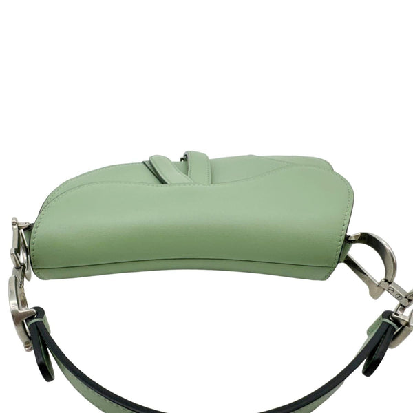 CHRISTIAN DIOR Saddle Leather Satchel Bag Green