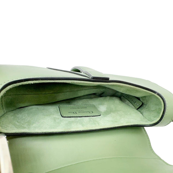 CHRISTIAN DIOR Saddle Leather Satchel Bag Green