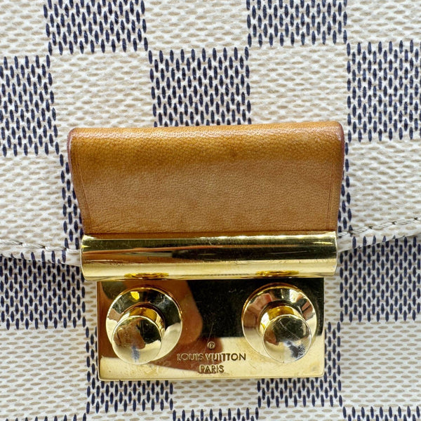 LOUIS VUITTON Croisette Damier Azur Satchel Crossbody Bag Rose Ballerine