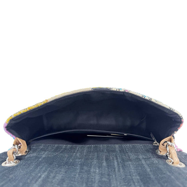 CHANEL Single Flap Jumbo Patchwork Tweed Crossbody Bag Multicolor