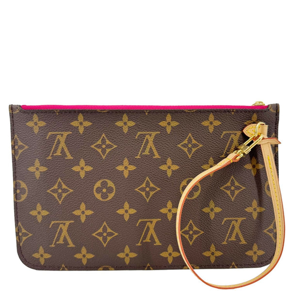 LOUIS VUITTON Neverfull Monogram Canvas Pochette Wristlet Pouch Pivoine