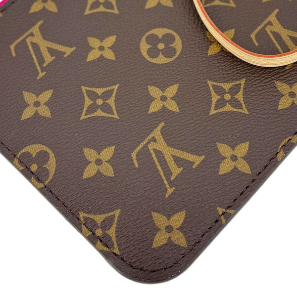 LOUIS VUITTON Neverfull Monogram Canvas Pochette Wristlet Pouch Pivoine