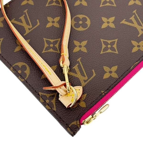 LOUIS VUITTON Neverfull Monogram Canvas Pochette Wristlet Pouch Pivoine