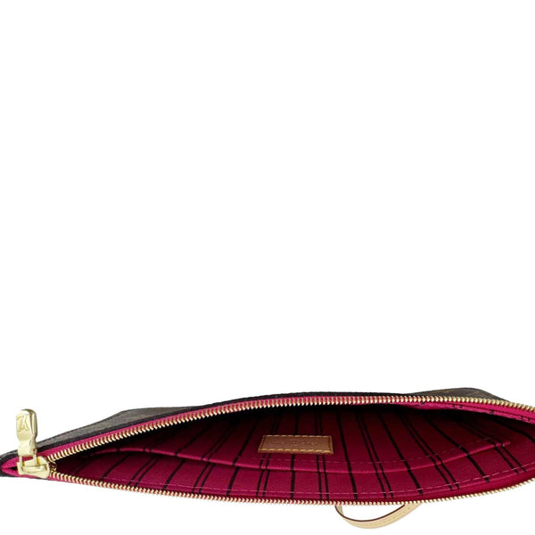 LOUIS VUITTON Neverfull Monogram Canvas Pochette Wristlet Pouch Pivoine