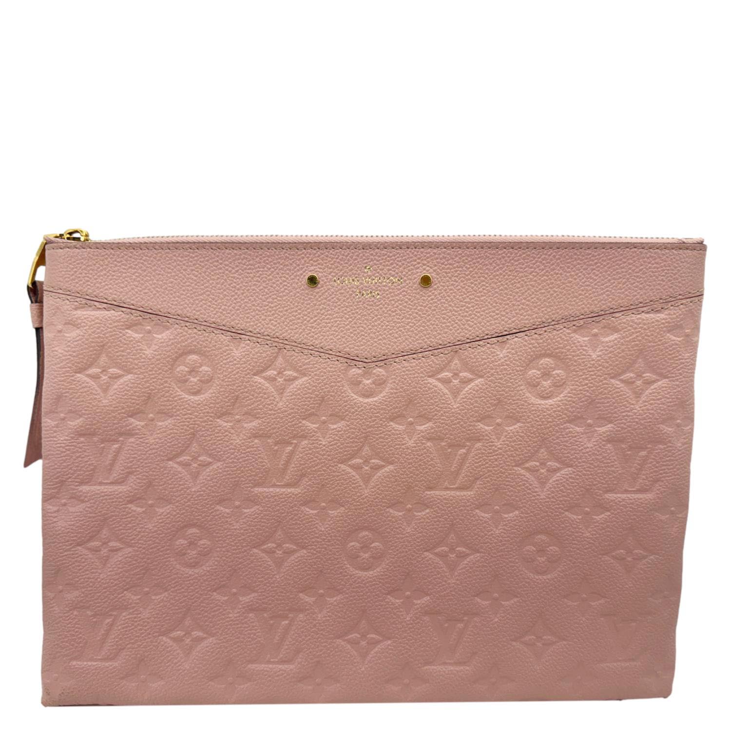 LOUIS VUITTON Daily Pouch Empreinte Leather Clutch Rose Poudre