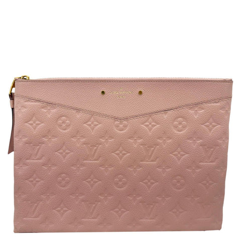 LOUIS VUITTON Daily Pouch Empreinte Leather Clutch Rose Poudre