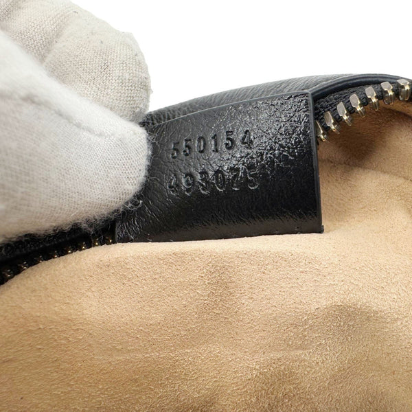 GUCCI GG Marmont Mini Round Leather Crossbody Bag Black 550154