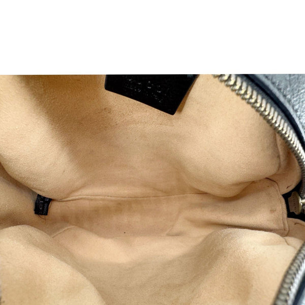 GUCCI GG Marmont Mini Round Leather Crossbody Bag Black 550154