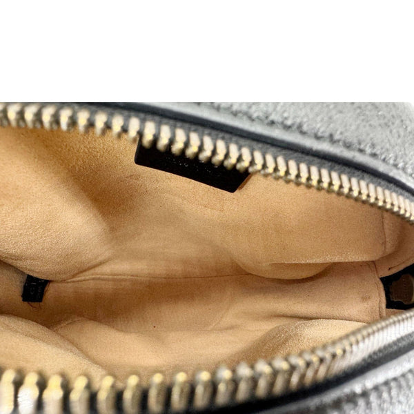 GUCCI GG Marmont Mini Round Leather Crossbody Bag Black 550154