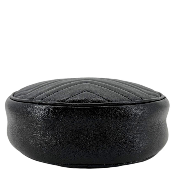 GUCCI GG Marmont Mini Round Leather Crossbody Bag Black 550154