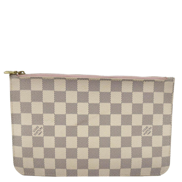 LOUIS VUITTON Neverfull Damier Azur Pochette Wristlet Rose Ballerine