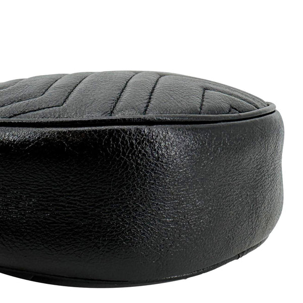 GUCCI GG Marmont Mini Round Leather Crossbody Bag Black 550154