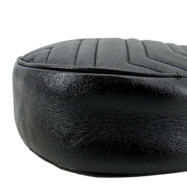 GUCCI GG Marmont Mini Round Leather Crossbody Bag Black 550154