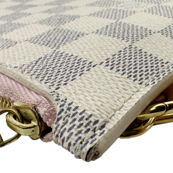 LOUIS VUITTON Neverfull Damier Azur Pochette Wristlet Rose Ballerine