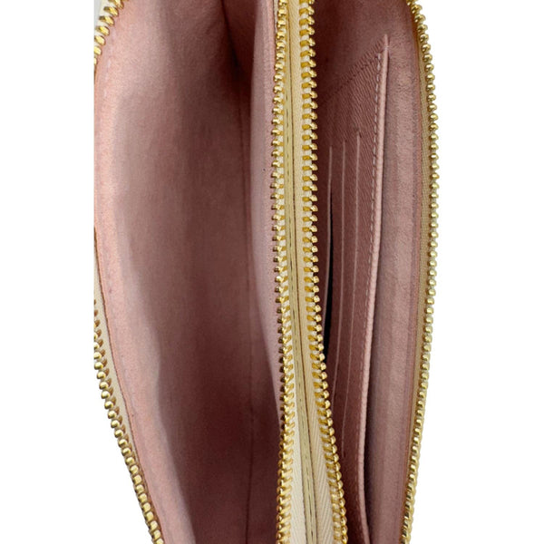 LOUIS VUITTON Double Zip Pochette Damier Azur Crossbody Bag Rose Ballerine