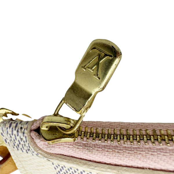 LOUIS VUITTON Neverfull Damier Azur Pochette Wristlet Rose Ballerine