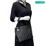 CHANEL Medallion Quilted Caviar Leather Tote Bag Black