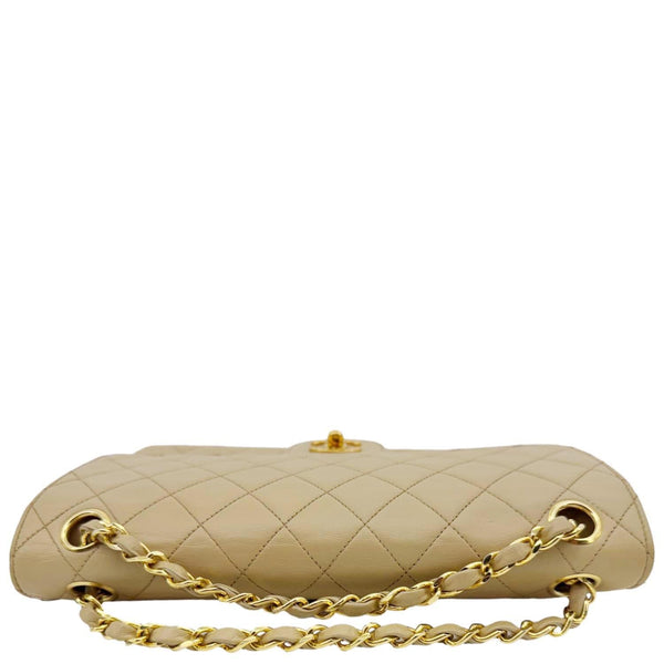 CHANEL Vintage Classic Double Flap Medium Quilted Leather Shoulder Bag Beige