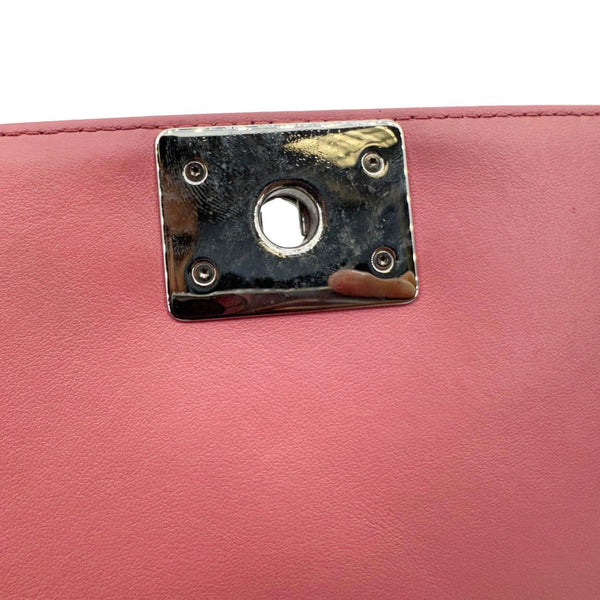 CHANEL Boy Flap Old Medium Chevron Leather Crossbody Bag Pink