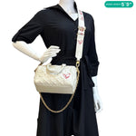 LOUIS VUITTON Speedy 22 Bandouliere Fall In Love Embossed Monogram Leather Shoulder Bag White