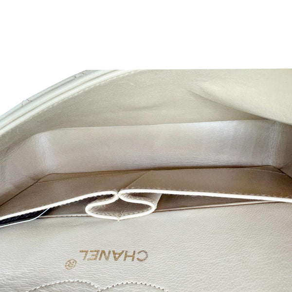 CHANEL Vintage Classic Double Flap Medium Quilted Leather Shoulder Bag Beige