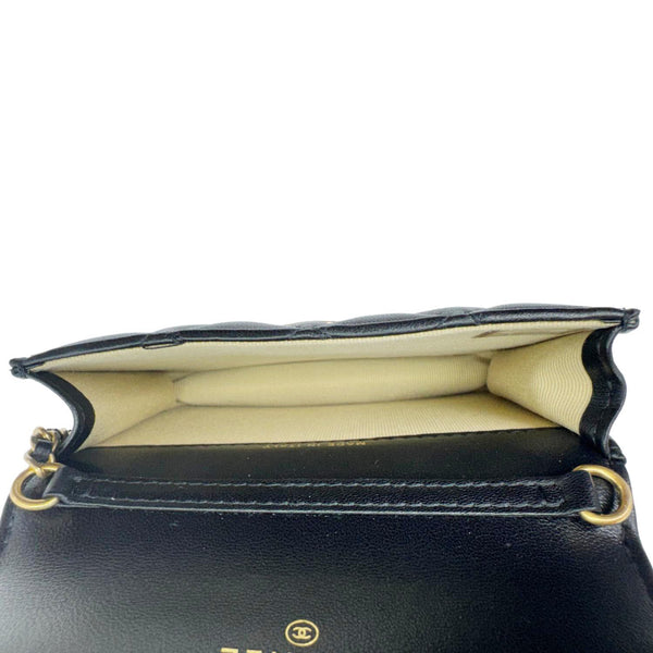 CHANEL Pearl Crush Quilted Leather Clutch With Chain Black