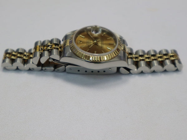 ROLEX Oyster Perpetual Stainless Steel 26mm Datejust Watch 69173 18K Yellow Gold