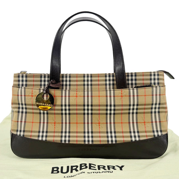 BURBERRY 20th Century Haymarket House Check Canvas Tote Bag Beige