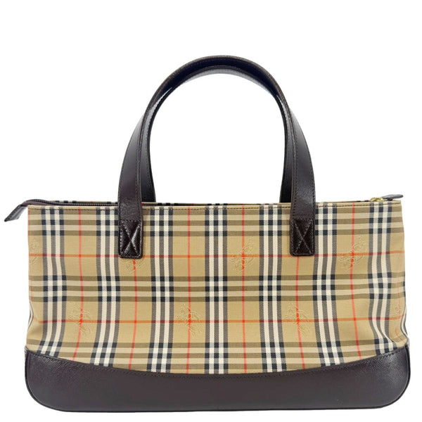 BURBERRY 20th Century Haymarket House Check Canvas Tote Bag Beige