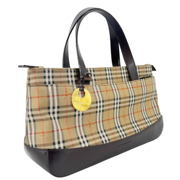 BURBERRY 20th Century Haymarket House Check Canvas Tote Bag Beige
