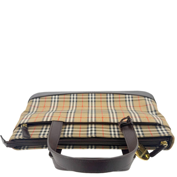 BURBERRY 20th Century Haymarket House Check Canvas Tote Bag Beige