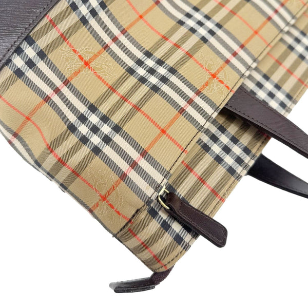 BURBERRY 20th Century Haymarket House Check Canvas Tote Bag Beige