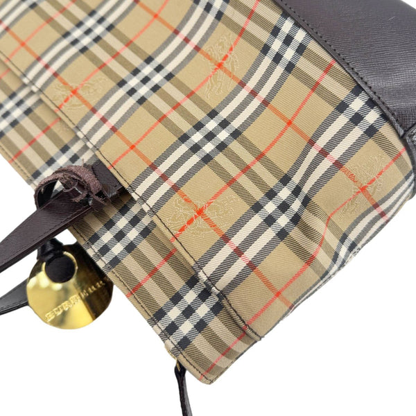 BURBERRY 20th Century Haymarket House Check Canvas Tote Bag Beige