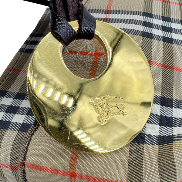 BURBERRY 20th Century Haymarket House Check Canvas Tote Bag Beige