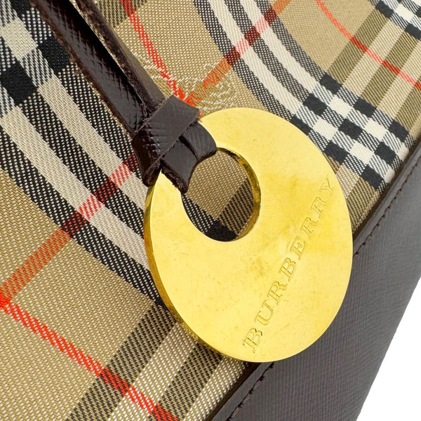 BURBERRY 20th Century Haymarket House Check Canvas Tote Bag Beige