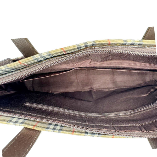 BURBERRY 20th Century Haymarket House Check Canvas Tote Bag Beige