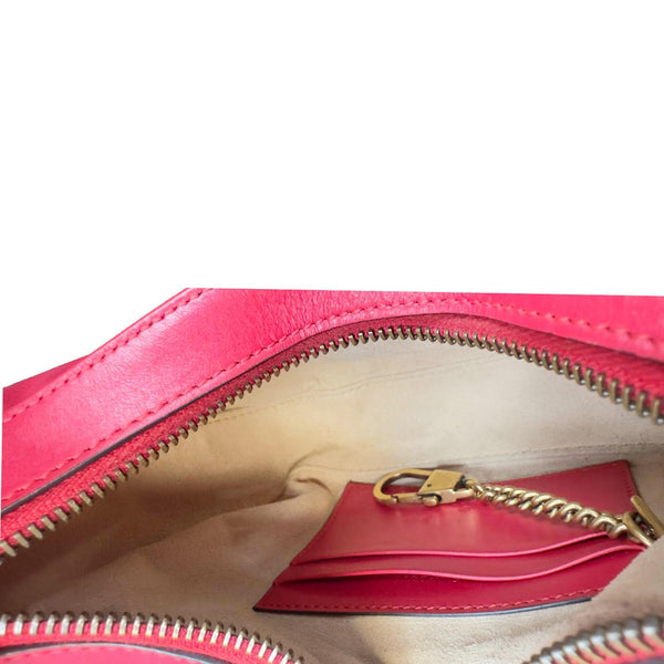 GUCCI GG Marmont Half Moon Mini Leather Shoulder Bag Red 699514