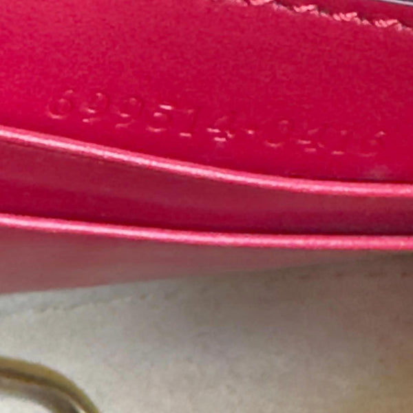 GUCCI GG Marmont Half Moon Mini Leather Shoulder Bag Red 699514