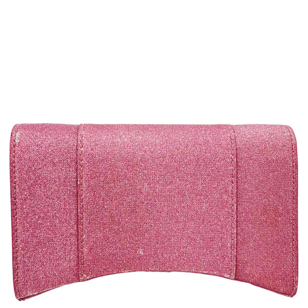 BALENCIAGA Hourglass Leather Wallet On Chain Shoulder Bag Pink