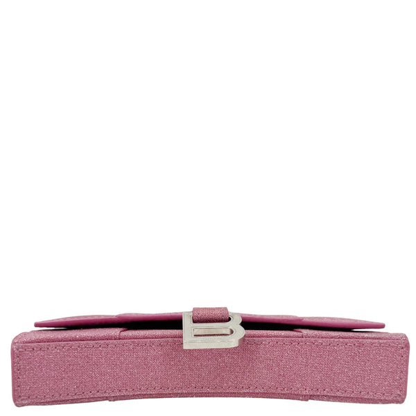 BALENCIAGA Hourglass Leather Wallet On Chain Shoulder Bag Pink